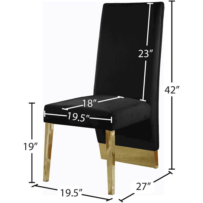 Meridian Furniture Porsha Black Velvet Dining Chair, Set of 2