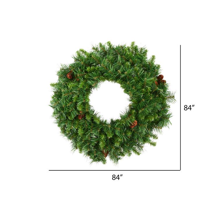 Vickerman 84" Cheyenne Pine Artificial Christmas Wreath with 1300 PVC Tips - Indoor and Outdoor Use- Seasonal Holiday Decor - Featuring Pinecones for a Realistic Look