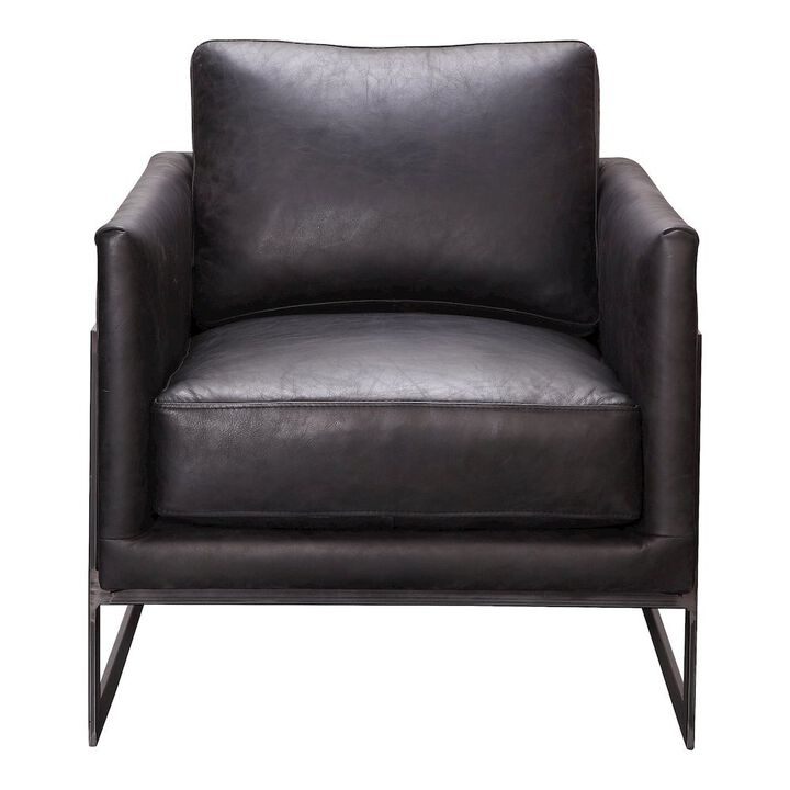 Starlight Canyon Home Modern Armchair with Black Leather Seat and Sturdy Metal Frame
