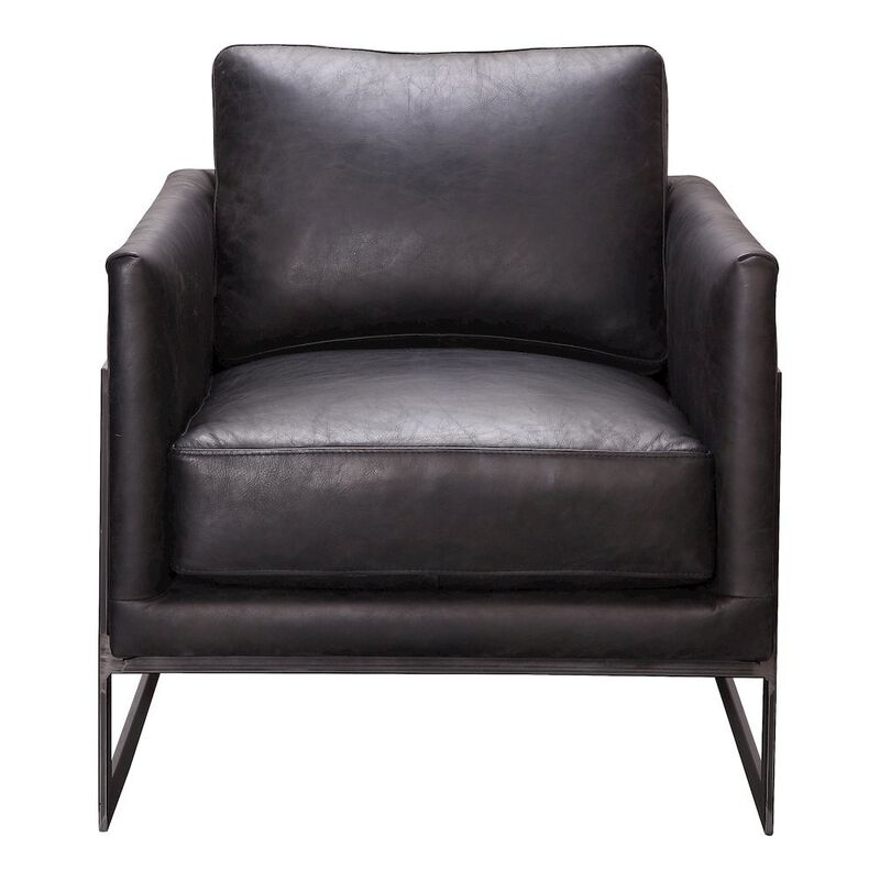 Starlight Canyon Home Modern Armchair with Black Leather Seat and Sturdy Metal Frame image number 1