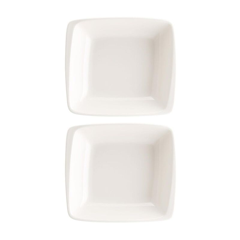 Moove 7.5" x 6.5" x h:2" 20 oz. Square Warm White Porcelain Bowl (Set of 2)