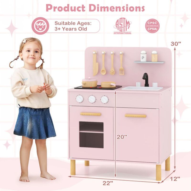 Hivvago Kids Kitchen Playset with Cooking Accessories and Storage
