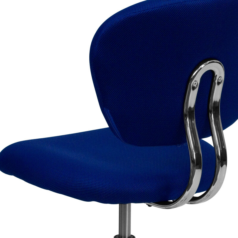 Beverly Mid-Back Blue Mesh Padded Swivel Task Office Chair with Chrome Base