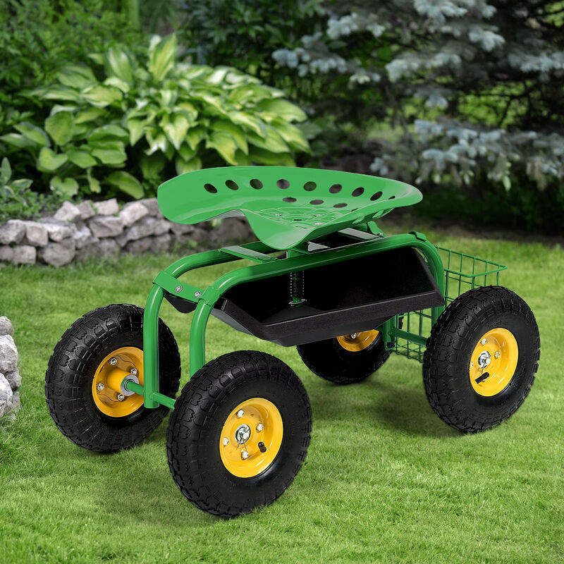 Garden Utility Cart with Sturdy Tool Tray and All-Terrain Wheels