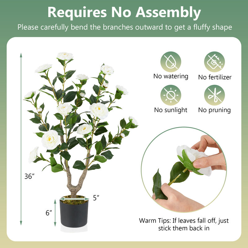 Artificial Camellia Tree with Blooming Flowers, 1-Pack for Indoor or Outdoor Decor
