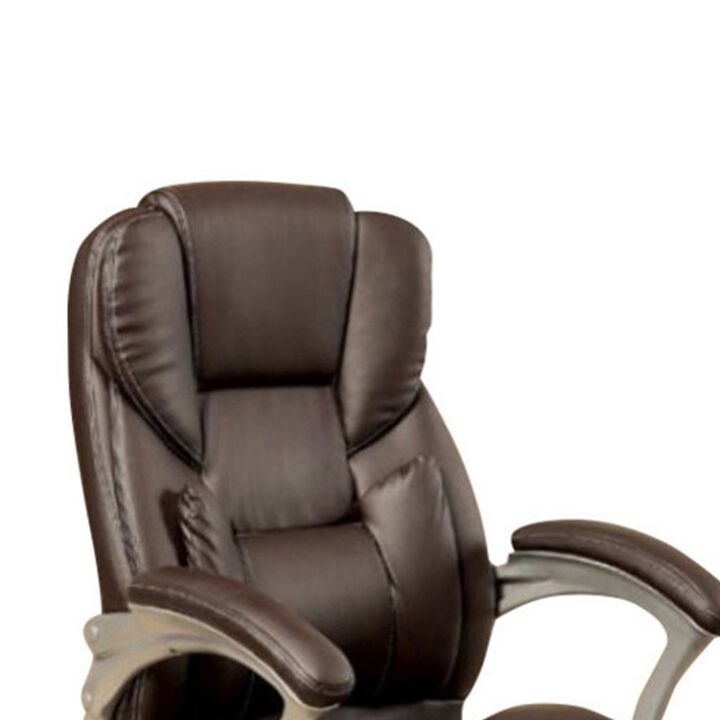Leatherette Metal Frame Swivel Office Chair with Armrests