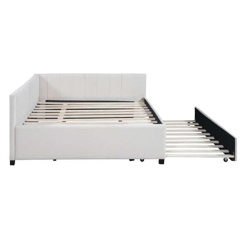 Merax Upholstered Daybed Bed Frame with Trundle