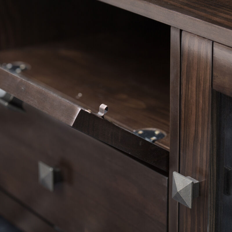 Cosmopolitan SOLID WOOD 72 inch Wide Contemporary TV Media Stand in Mahogany Brown For TVs up to 80 inches