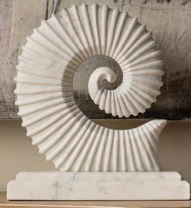 Ocean Memories Large Fossil Dhrangadhra Marble Sculpture
