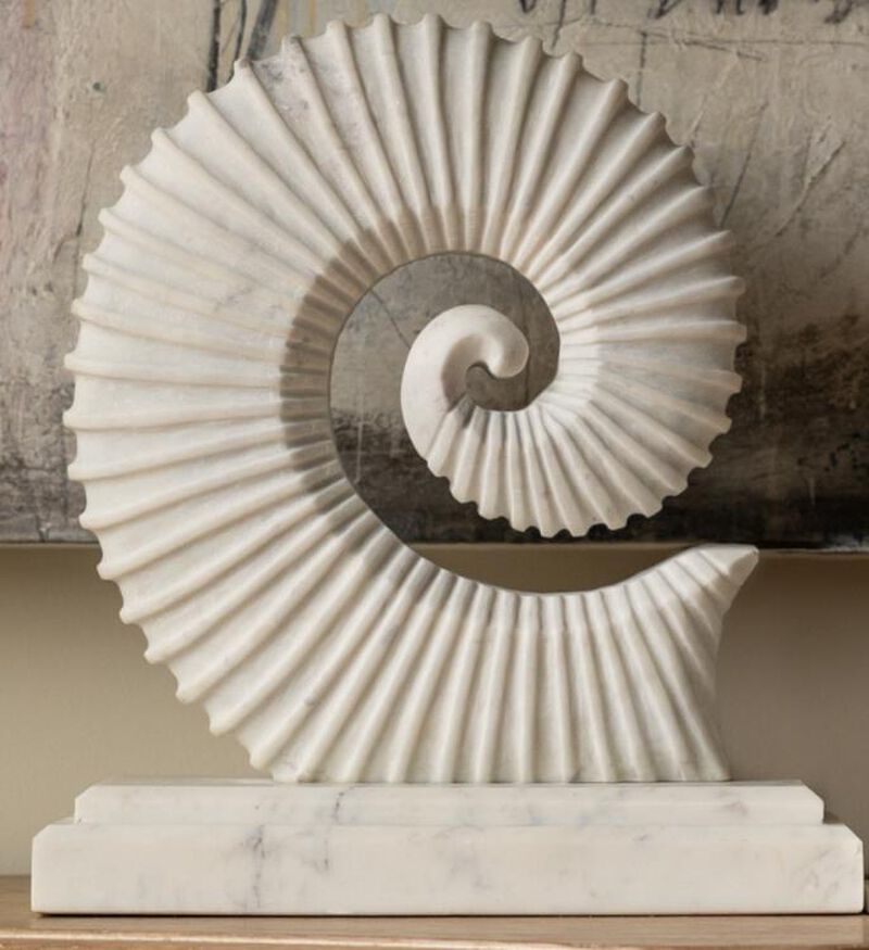 Ocean Memories Large Fossil Dhrangadhra Marble Sculpture image number 0