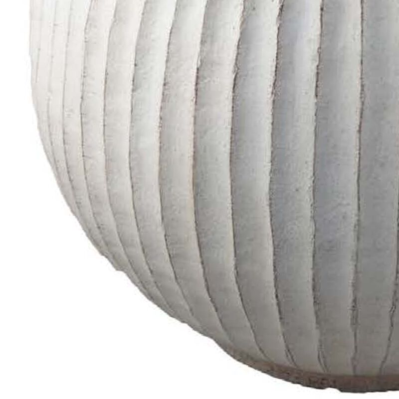 Gany Decorative Vase, Spherical Bottom, 22 Inch Weathered White Resin