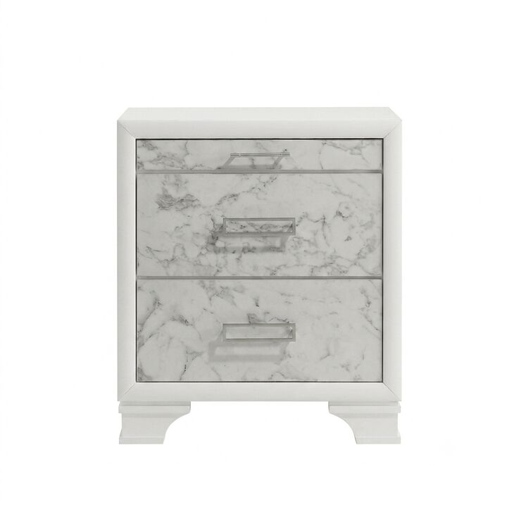 Mirevessiq Marble-Front 3-Drawer Nightstand