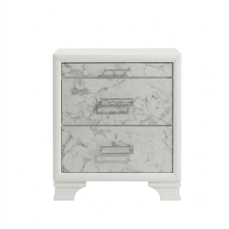 Mirevessiq Marble-Front 3-Drawer Nightstand image number 0
