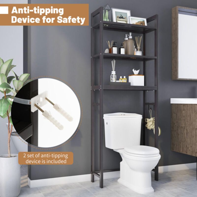Hivvago Over-The-Toilet Storage Shelf Space Saving Metal Bathroom Organizer Hooks