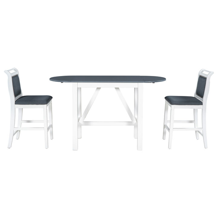 Merax  3-Piece Wood Counter Height Drop Leaf Dining Table Set