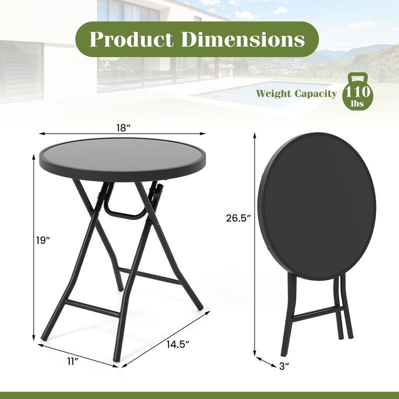 18 Inch Folding Side Table Patio Round Compact Side Table
