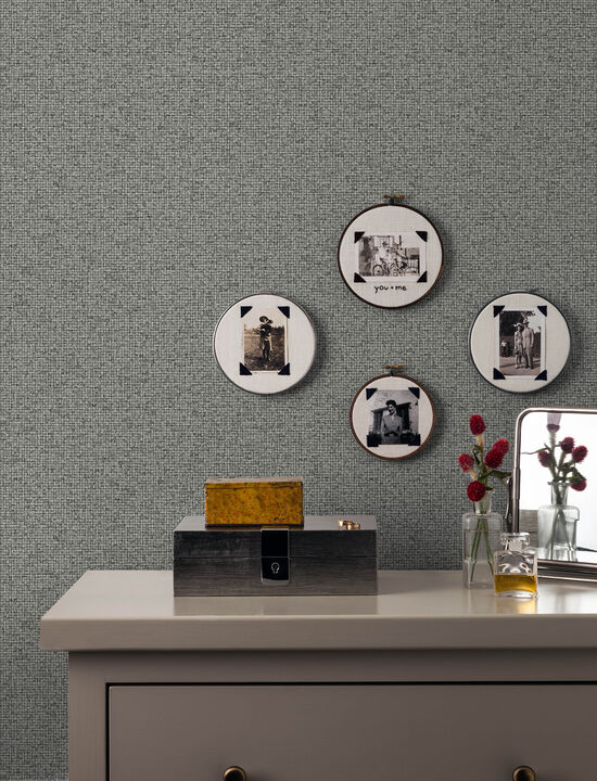 Surrey Grey Basketweave Wallpaper
