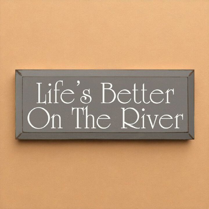 Rustic Life's Better On The River Wood Wall Sign Beveled Solid Pine Hanging Decor