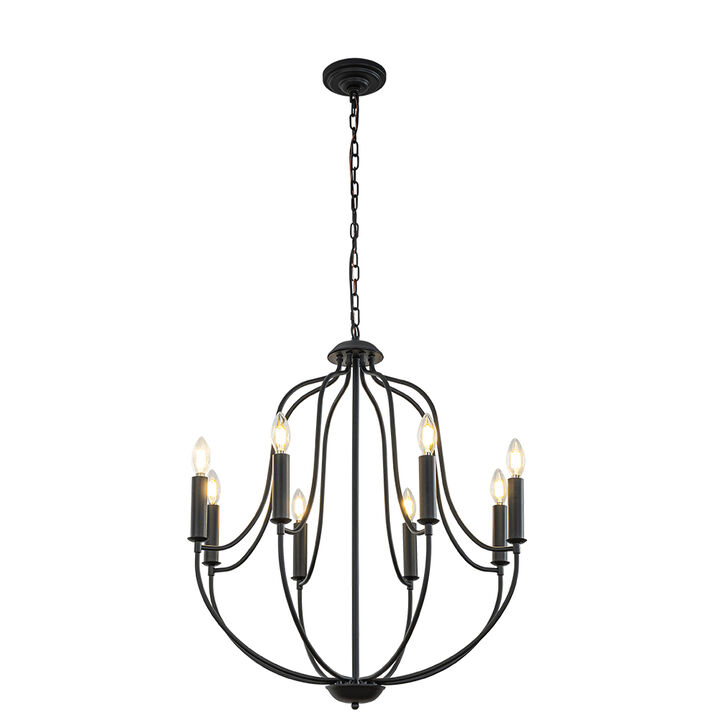 W26 in 8 Lights Modern Classic Candelabra Chandelier Farmhouse Glam Candle Pendant Light For Living Room Dining Room And Entryway