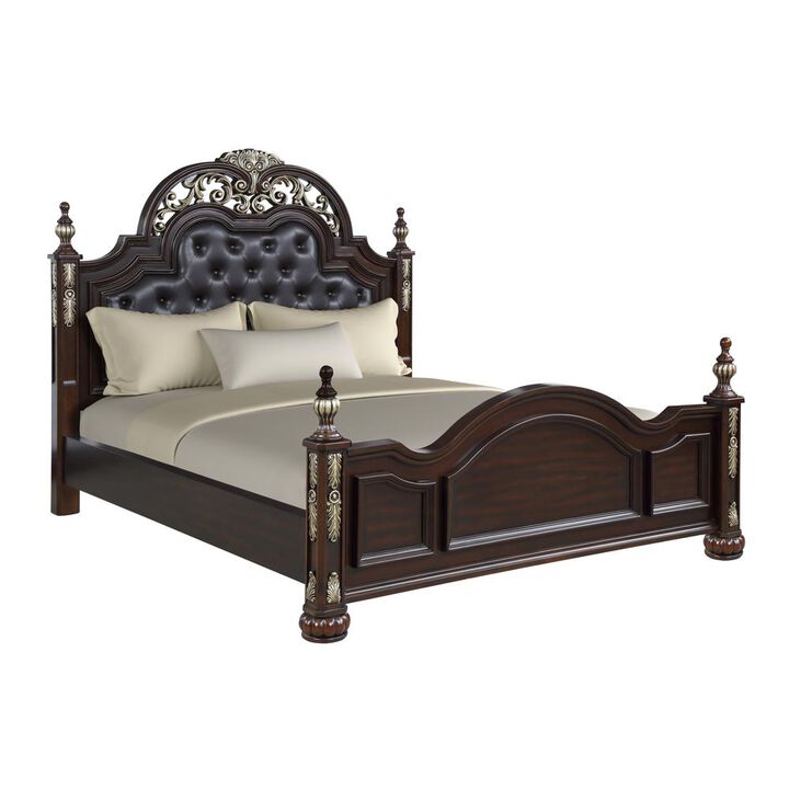 New Classic Furniture Furniture Maximus Contemporary Solid Wood 5/0 Queen Bed in Brown