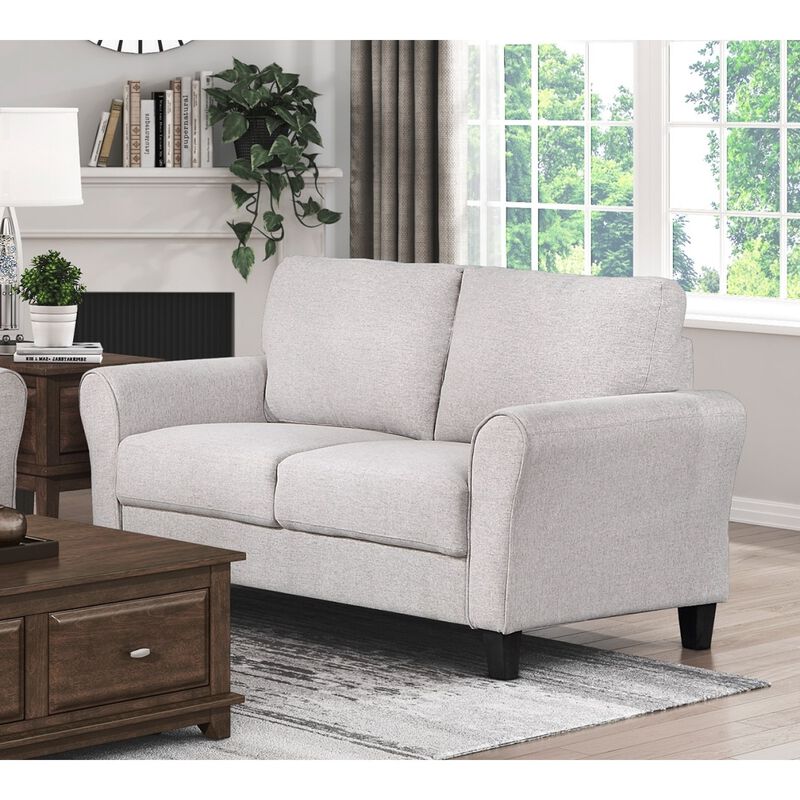 Streamdale Transitional Sand Fabric Loveseat with Attached Cushion image number 2