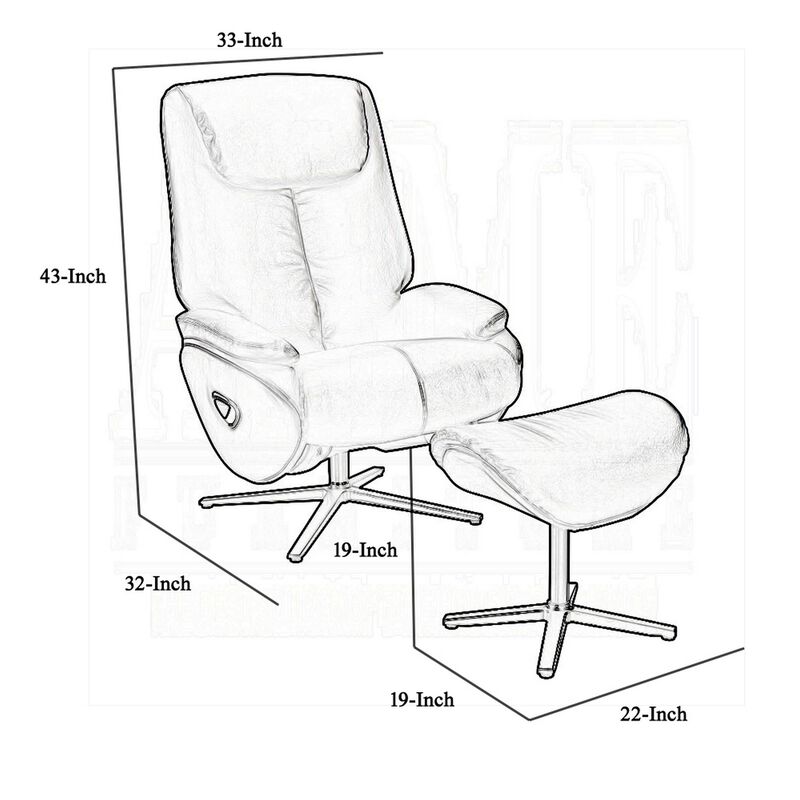 Fema Swivel Accent Chair w Ottoman, Light Blue Top Grain Leather