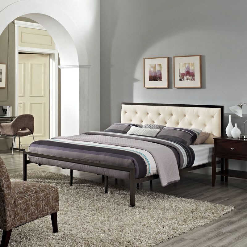 Mia Upholstered Tufted Platform Bed image number 7