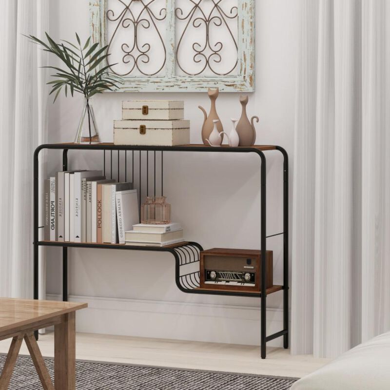 Hivvago Console Table with Storage Shelf and Metal Frame for Living Room