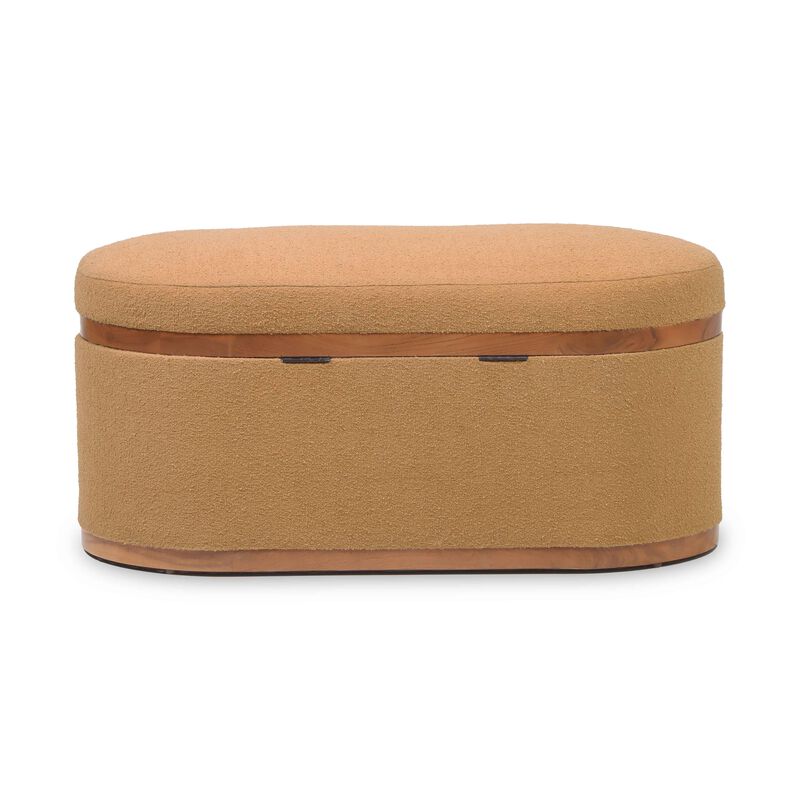 Olivier Peach Boucle Oval Storage Ottoman