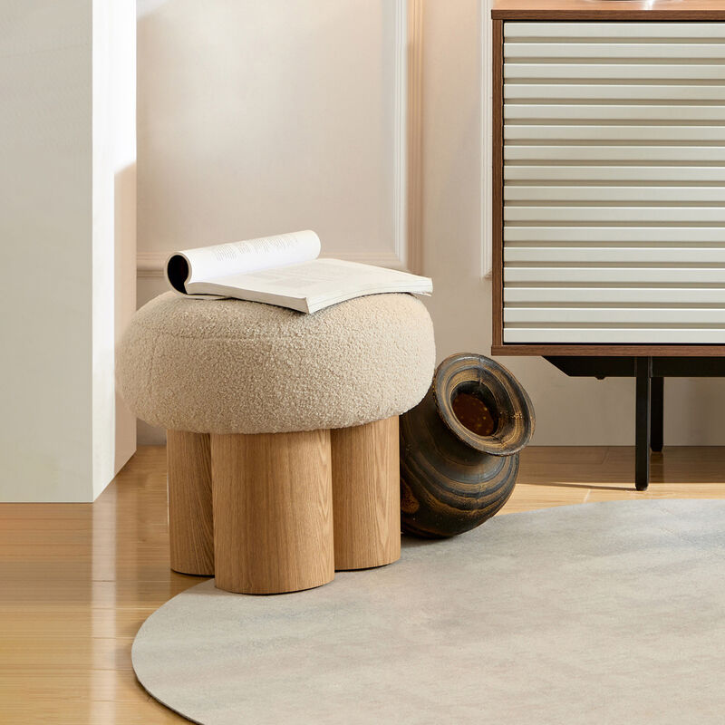 GOODSILO Versatile Mushroom Stool with Plush Wool Seat - Compact Multi-Functional Footrest and Accent Furniture Piece image number 1