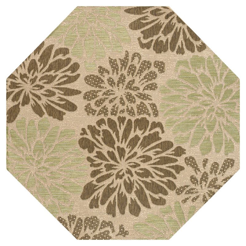 Zinnia Modern Floral Textured Weave Octagon Indoor/Outdoor Area Rug
