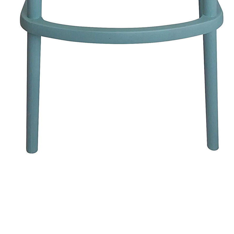 Celin 30 Inch Barstool Chair, Set of 4, Stackable, Mesh, Curved Seat, Green - Benzara