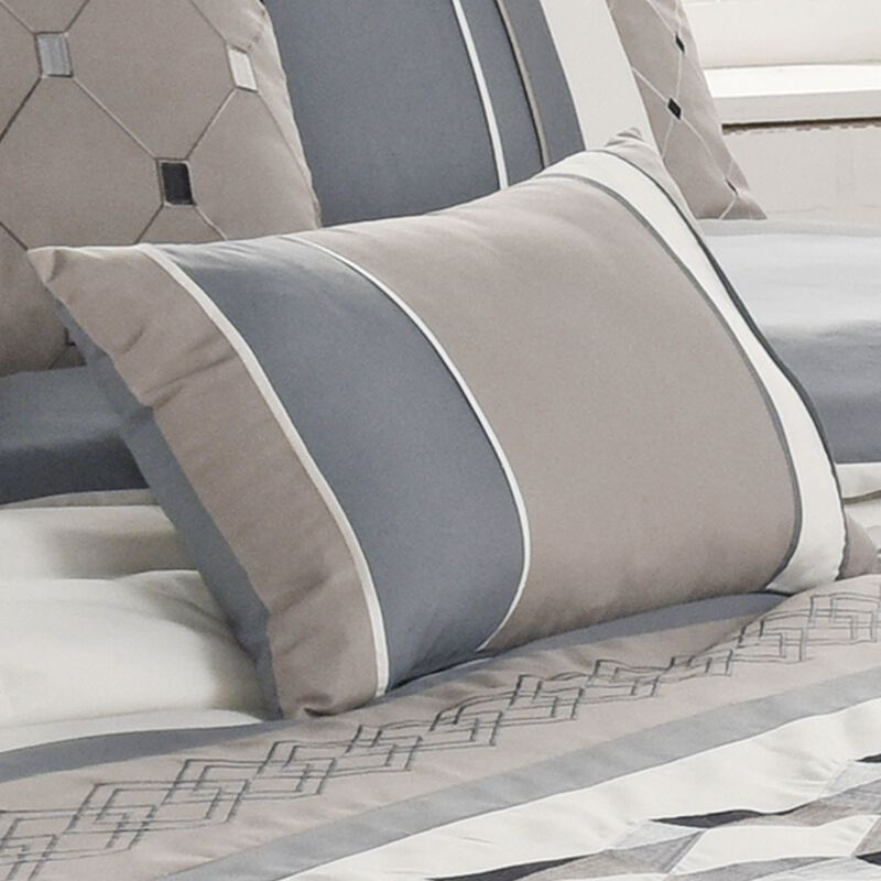 Blue Geo Embroidery 7 pc King Comforter Cover Set