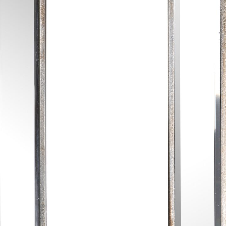 Toby 12 x 18 Inch Wall Mount Accent Mirror, Antique Silver Wood Frame - Benzara