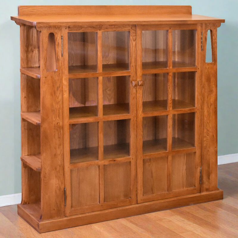 Crafters and Weavers Mission Double Door Bookcase with Side Shelves - Michael's Cherry