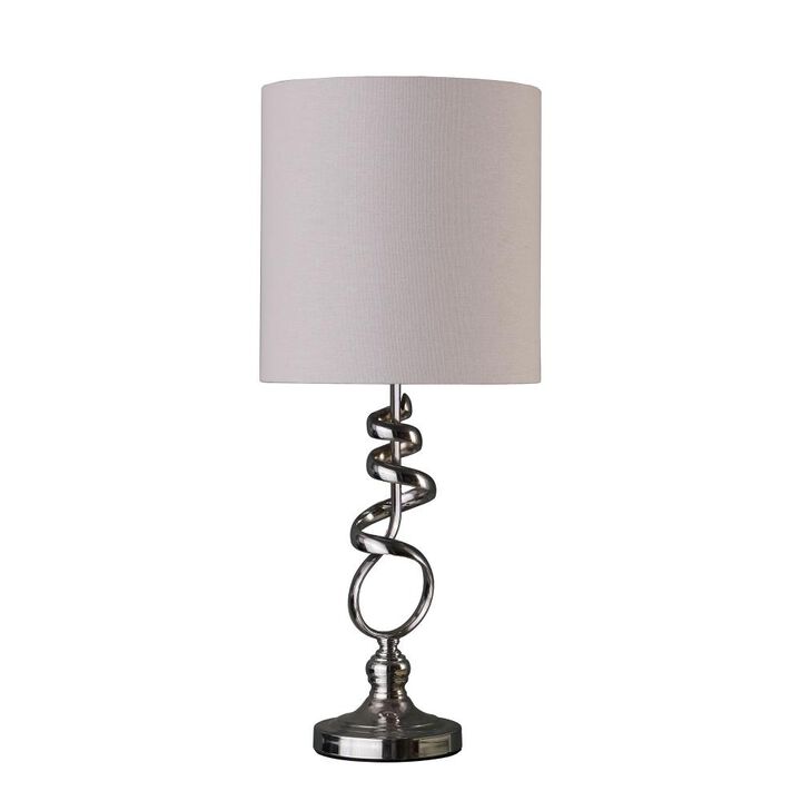 Hivvago 22" Nickel Bedside Table Lamp With Off White Drum Shade