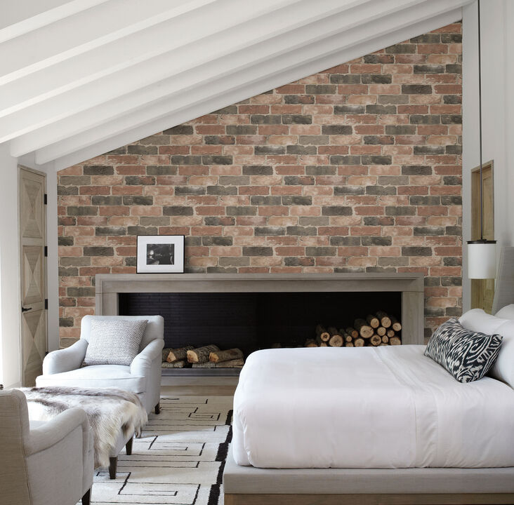 Cody Red Reclaimed Bricks Wallpaper (Set of 2)
