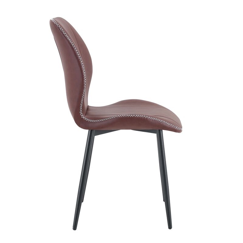 Whisen 4-Pack PU Leather Dining Chairs with Adjustable Feet, Metal Frame, Light Luxury Upholstered Chairs for Dining Room, Office, Study image number 8