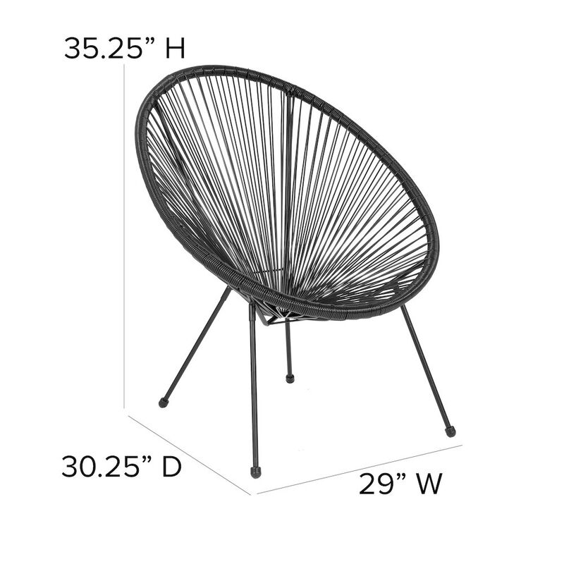 Flash Furniture Oval Comfort Take Ten Black Papasan Lounge Chair image number 3