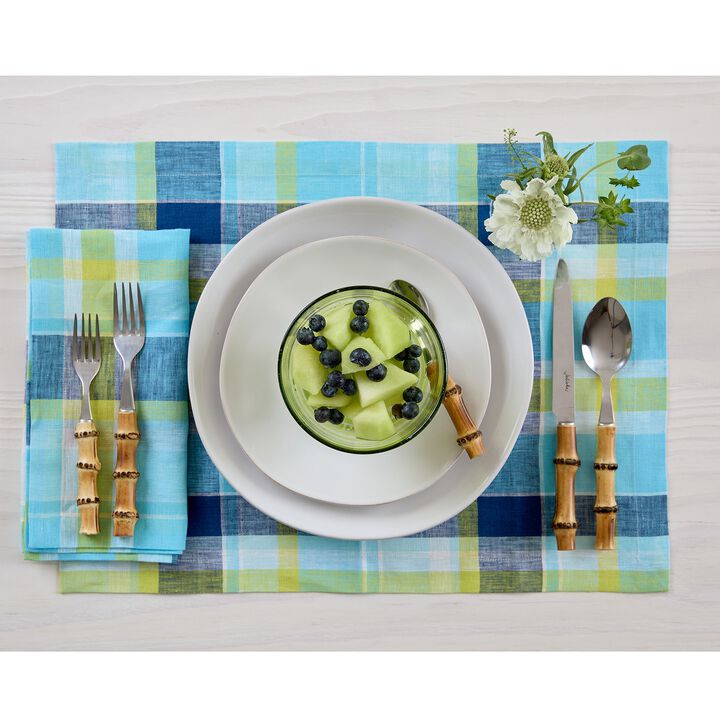 Linen Placemats - Summer Madras Plaid (Set of 4)
