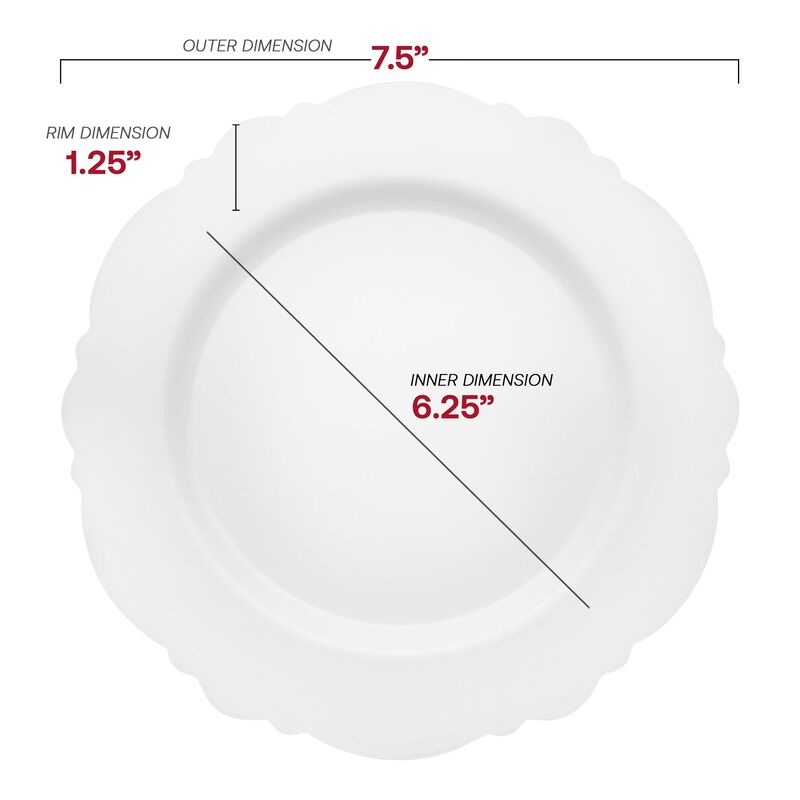 7.5" Solid White Round Blossom Plastic Salad Plates (120 Plates) image number 2