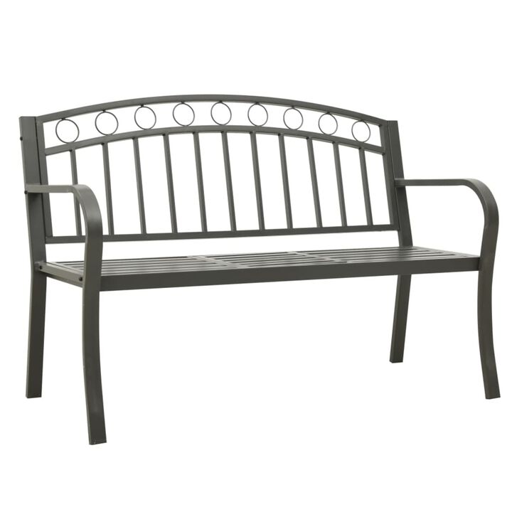 vidaXL Garden Bench with a Table 49.2" Steel Gray