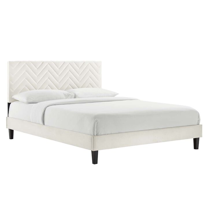 Modway - Leah Chevron Tufted Performance Velvet Full Platform Bed