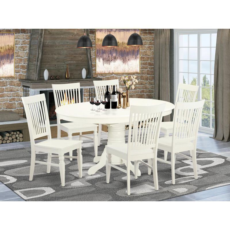 East West Furniture Dining Room Set Linen White, AVWE7-LWH-W