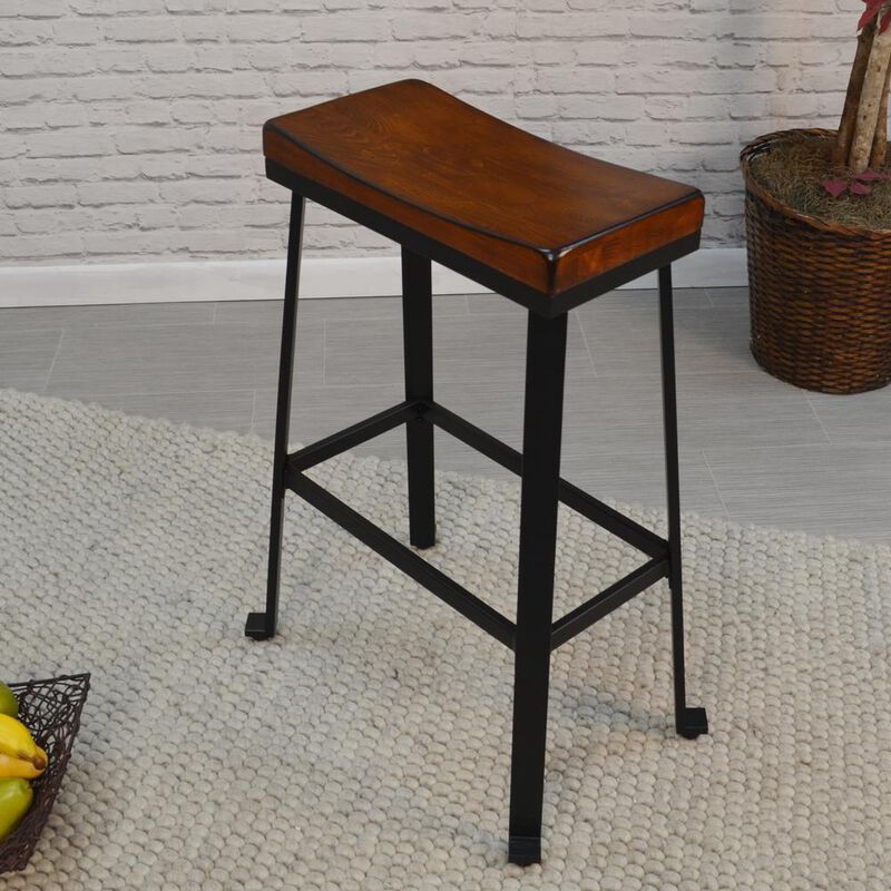 Carolina Living Thea 30 Saddle Seat Barstool - Chestnut/Black