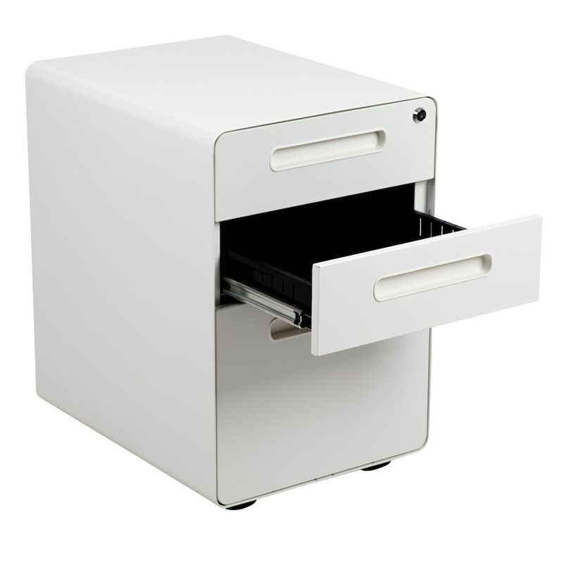 Flash Furniture 3-Drawer Mobile Locking Filing Cabinet with Anti-Tilt Mechanism, White image number 5