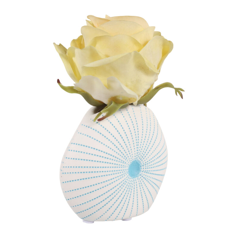 5x4" Round Dotted Shell Bud Vase, White/light Blue image number 2