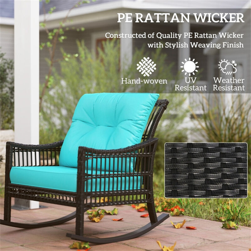Outdoor Rattan Rocking Chair with Coffe Table Outdoor Seating image number 2