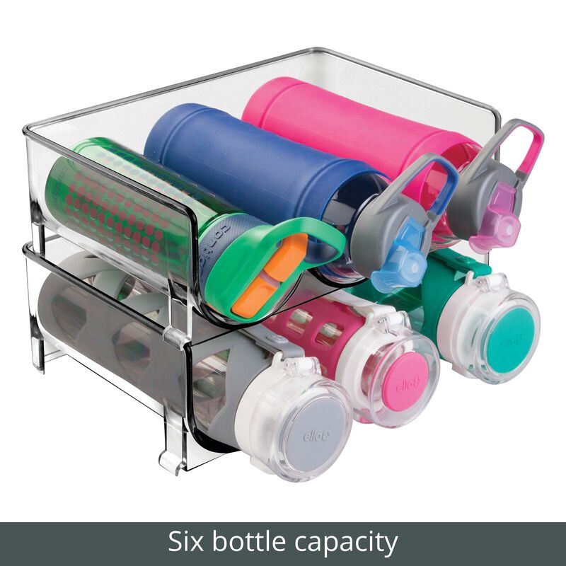 mDesign Plastic Free-Standing Stacking 3 Bottle Storage Rack, 2 Pack, Smoke Tint image number 7