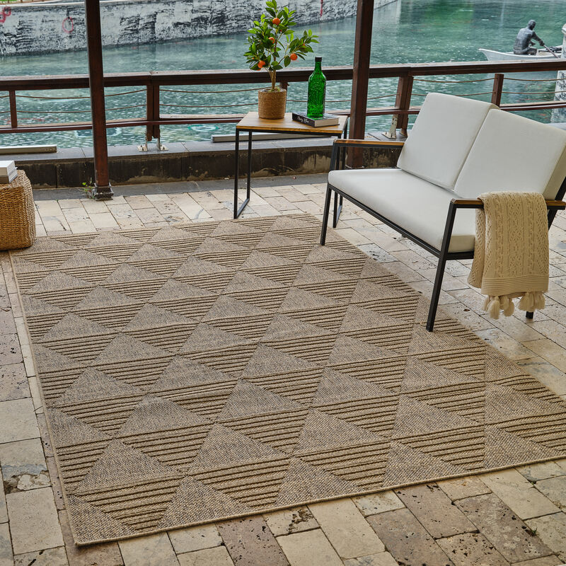 Rug Branch Afaq Contemporary Geometric Brown Beige Indoor Area Rug